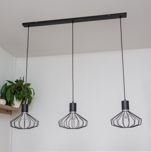 Lampada a sospensione con cavo SOLANO 3xE27/15W/230V nero/cromo lucido