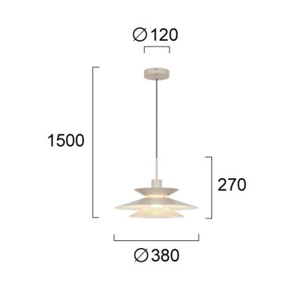 Lampada a sospensione con cavo STEVI 1xE27/40W/230V beige