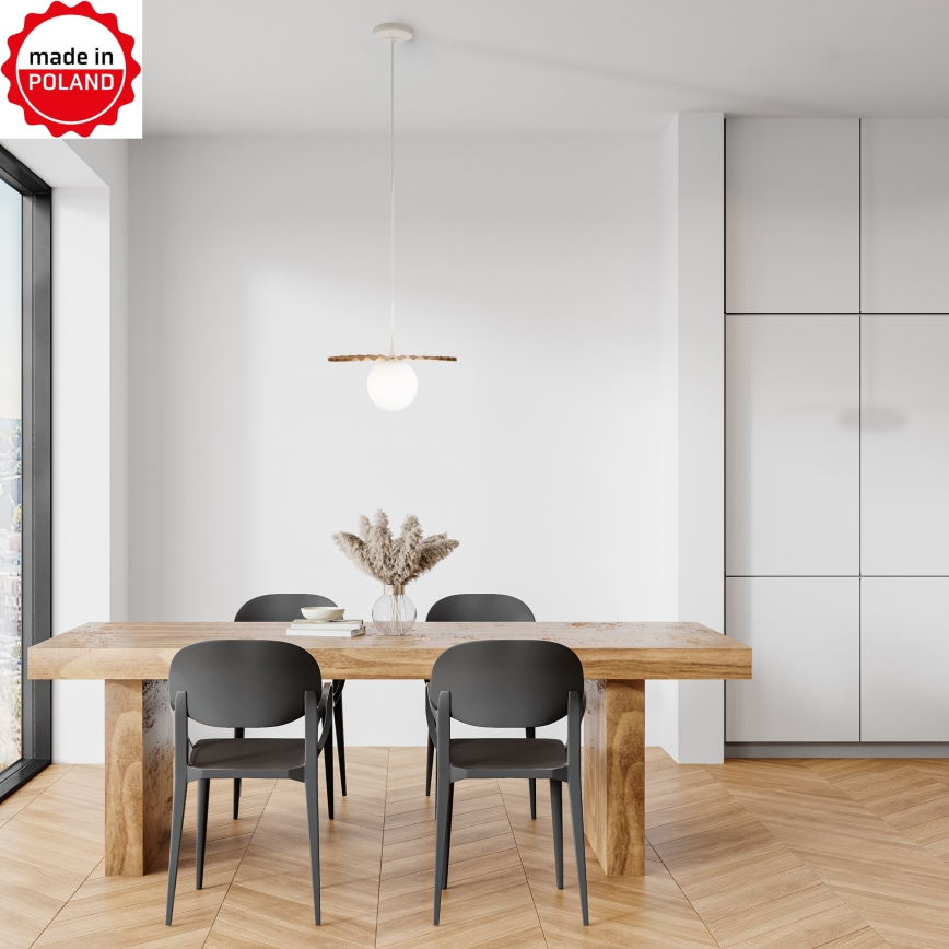 Lampada a sospensione con cavo SUNPLISS 1xG9/10W/230V Ø 30 cm, dorato/crema
