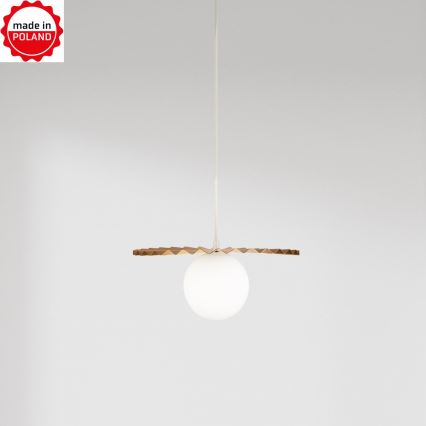 Lampada a sospensione con cavo SUNPLISS 1xG9/10W/230V Ø 30 cm, dorato/crema