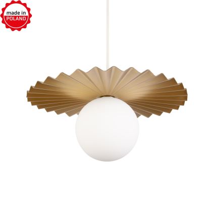 Lampada a sospensione con cavo SUNPLISS 1xG9/10W/230V Ø 30 cm, dorato/crema