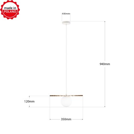 Lampada a sospensione con cavo SUNPLISS 1xG9/10W/230V Ø 35 cm oro/crema