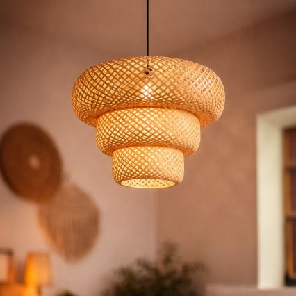 Lampada a sospensione con cavo TULUM 1xE27/15W/230V in bambù