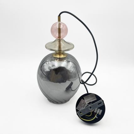 Lampada a sospensione con cavo VELLO 1xE27/15W/230V nero/rosa fumé/beige/nero