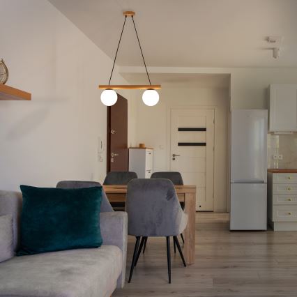 Lampada a sospensione con cavo WOODSTOCK 2xE27/15W/230V legno/nero