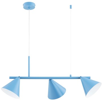 Lampada a sospensione con cavo ZELTA 3xE27/15W/230V blu