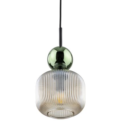 Lampada a sospensione con cord SOPHIA 1xE14/10W/230V nero/verde/fumé beige