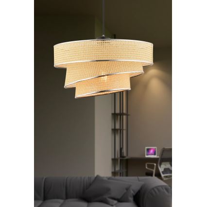 Lampada a Sospensione Couper 1xE27/60W/230V Beige/Cromo Lucido