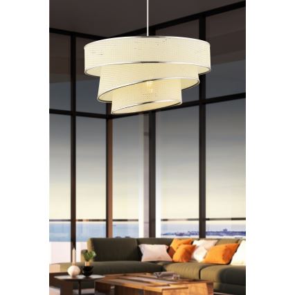 Lampada a sospensione COUPER 1xE27/60W/230V bianca/cromo lucido