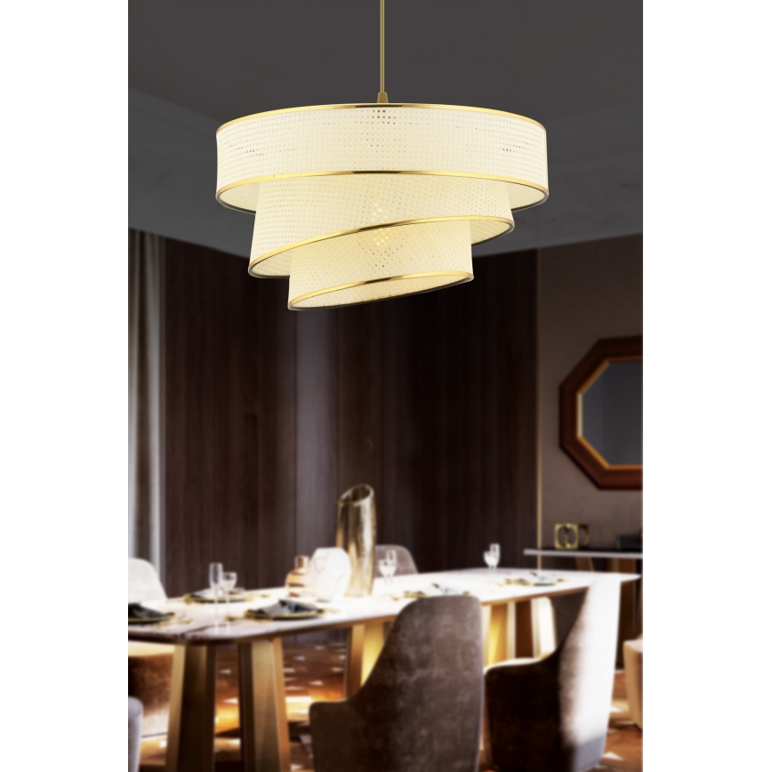 Lampada a sospensione COUPER 1xE27/60W/230V bianca/oro
