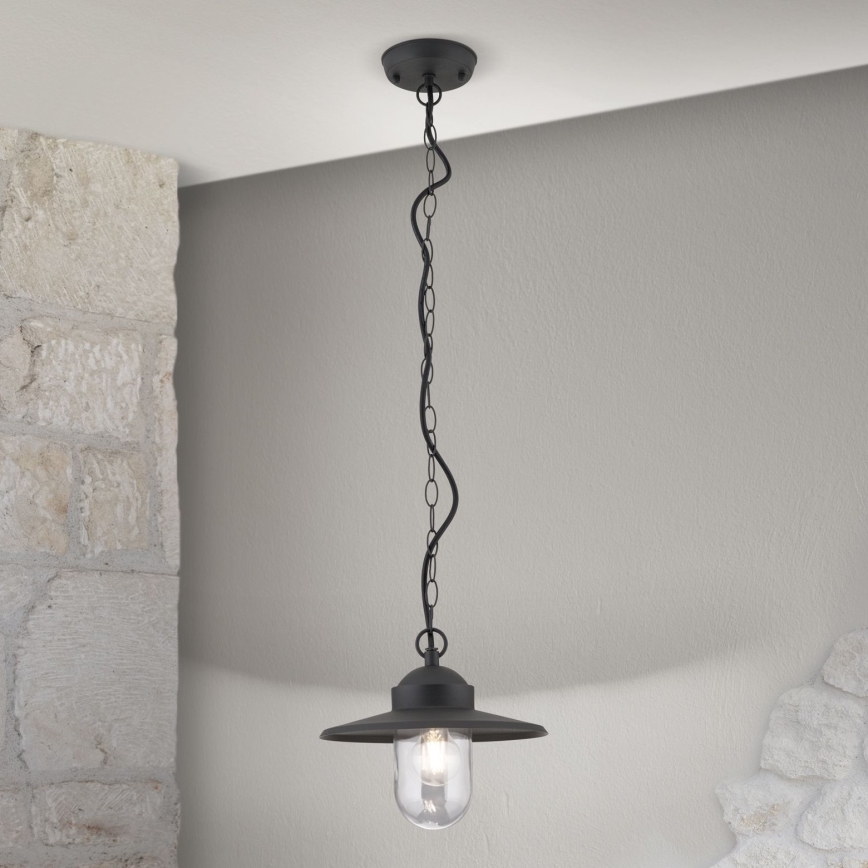 Lampada a sospensione da esterno EDWARD 1xE27/60W/230V IP44 nero