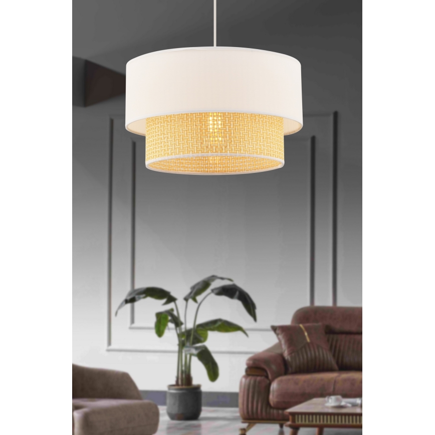 Lampada a sospensione ECHO 1xE27/60W/230V crema/beige