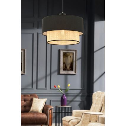 Lampada a sospensione ECHO 1xE27/60W/230V nera/beige