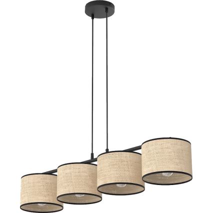 Lampada a sospensione ECO su cavo 4xE27/15W/230V beige/rattan
