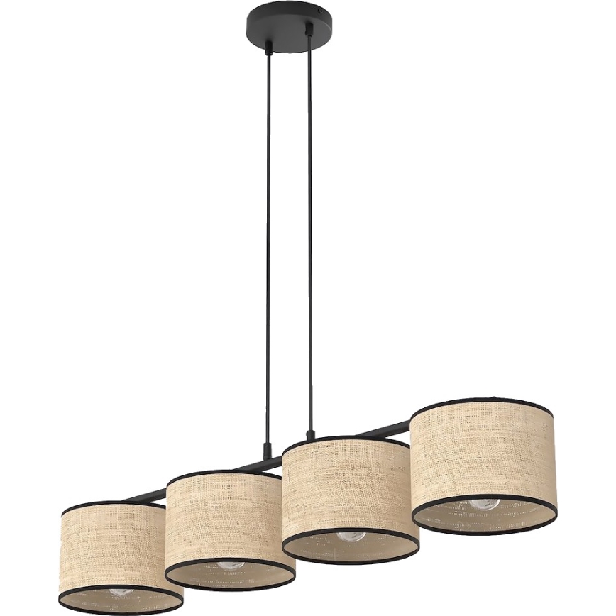 Lampada a sospensione ECO su cavo 4xE27/15W/230V beige/rattan