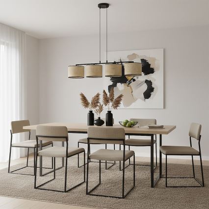 Lampada a sospensione ECO su cavo 4xE27/15W/230V beige/rattan