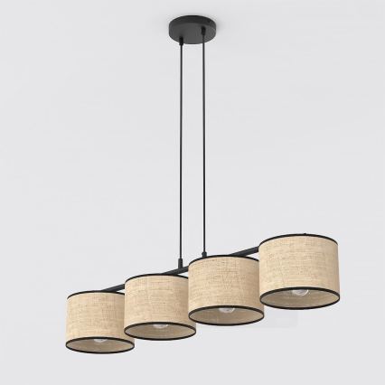 Lampada a sospensione ECO su cavo 4xE27/15W/230V beige/rattan
