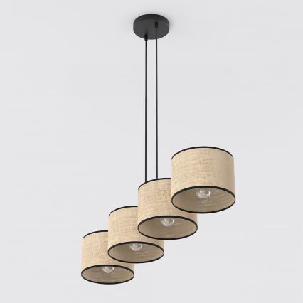 Lampada a sospensione ECO su cavo 4xE27/15W/230V beige/rattan