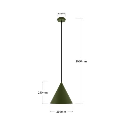Lampada a sospensione ETNA II con cavo 1xE27/15W/230V Ø 25 cm verde