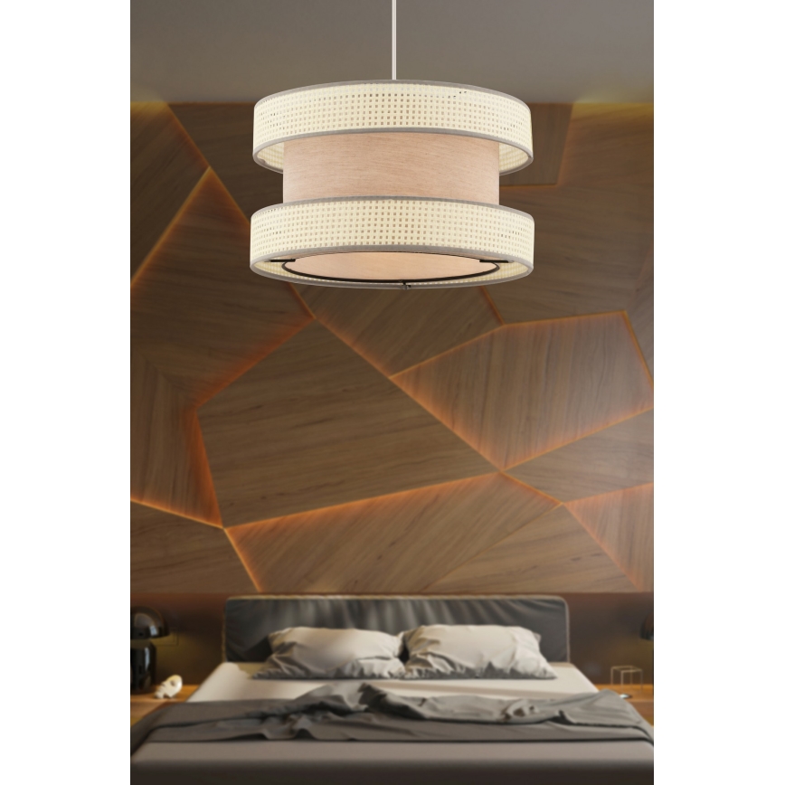 Lampada a sospensione HALO 1xE27/60W/230V beige/crema