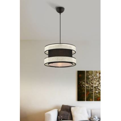 Lampada a sospensione HALO 1xE27/60W/230V nera/crema