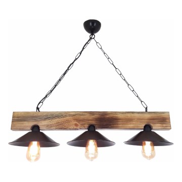 Lampada a sospensione HEPSI con cavo 3xE27/40W/230V, abete rosso/noce