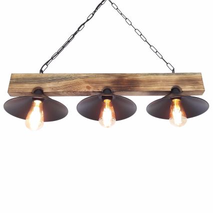Lampada a sospensione HEPSI con cavo 3xE27/40W/230V, abete rosso/noce