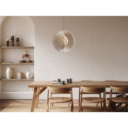 Lampada a sospensione in legno con cavo 1xE27/60W/230V Ø 50 cm legno massiccio/impiallacciatura/Hevea (legno di gomma)