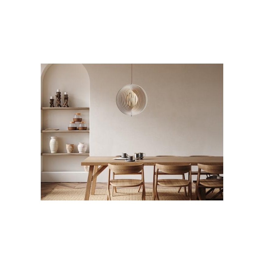 Lampada a sospensione in legno con cavo 1xE27/60W/230V Ø 50 cm legno massiccio/impiallacciatura/Hevea (legno di gomma)