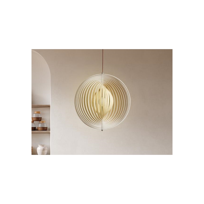 Lampada a sospensione in legno con cavo 1xE27/60W/230V Ø 50 cm legno massiccio/impiallacciatura/Hevea (legno di gomma)