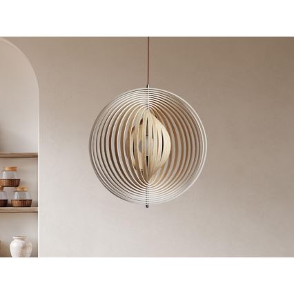 Lampada a sospensione in legno con cavo 1xE27/60W/230V Ø 50 cm legno massiccio/impiallacciatura/Hevea (legno di gomma)