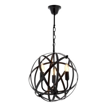 Lampada a sospensione IRONBALL 3xE27/40W/230V nera