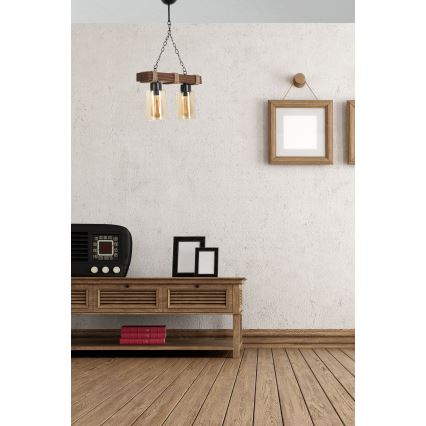 Lampada a sospensione JASMIN 2xE27/40W/230V marrone/beige