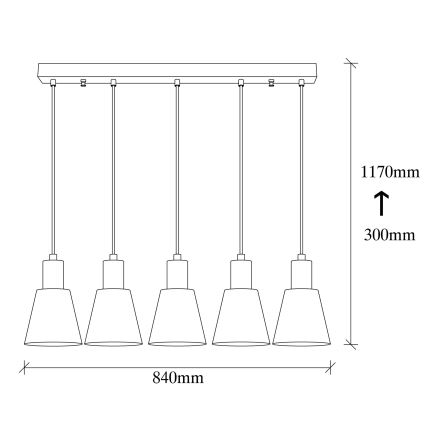 Lampada a sospensione KEM 5xE27/40W/230V dorata