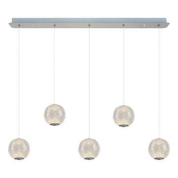Lampada a sospensione LED CREMONA 5xLED/5W/230V 3000K cromato opaco