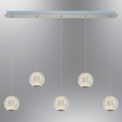 Lampada a sospensione LED CREMONA 5xLED/5W/230V 3000K cromato opaco
