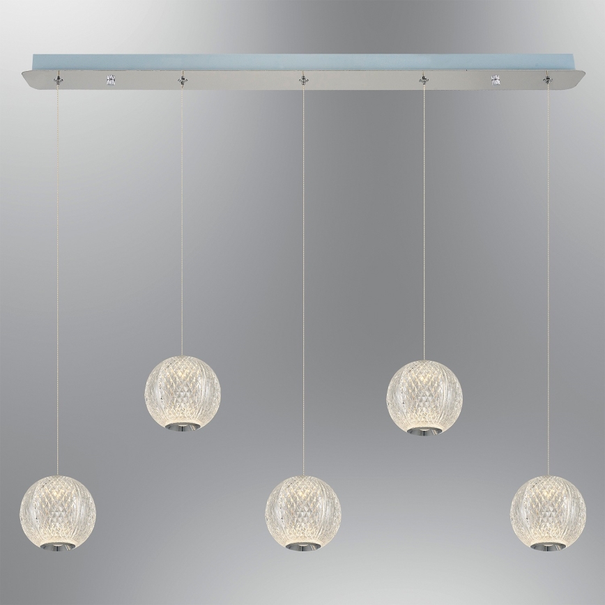 Lampada a sospensione LED CREMONA 5xLED/5W/230V 3000K cromato opaco