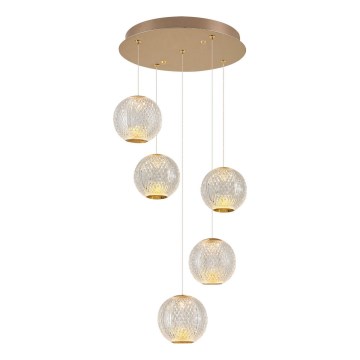 Lampada a sospensione LED CREMONA 5xLED/5W/230V 3000K oro