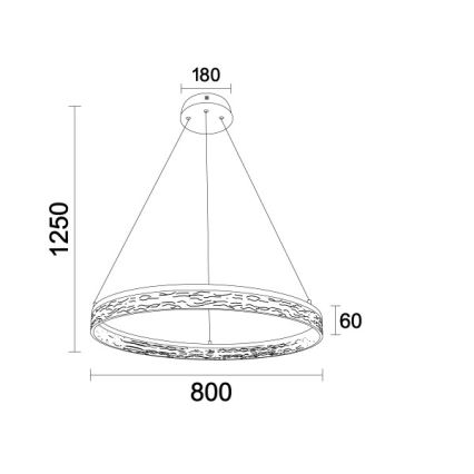 Lampadario LED dimmerabile a sospensione su cavo ALIANZ, 60W/230V, 3000–6000K, Ø 80 cm + telecomando