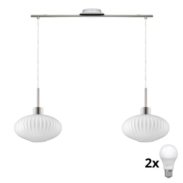 Lampada a sospensione LED HARMA 2xE27/60W/230V cromo opaco/bianco