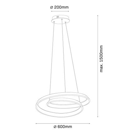 Lampada a sospensione LED su cavo CASHMERE LED/75W/230V Ø 60 cm, bianco