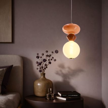 Lampada a sospensione LED su cavo FLORES LED/10W/230V oro/arancione/marrone