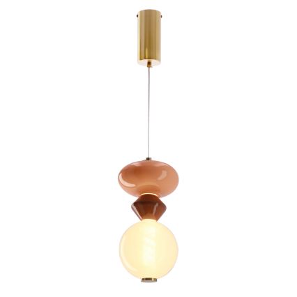 Lampada a sospensione LED su cavo FLORES LED/10W/230V oro/arancione/marrone