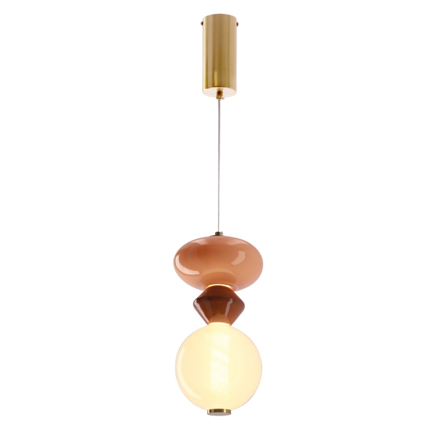 Lampada a sospensione LED su cavo FLORES LED/10W/230V oro/arancione/marrone