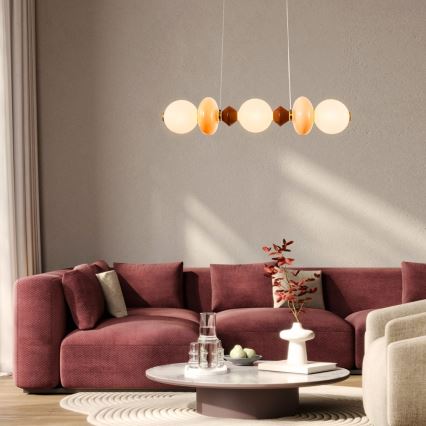 Lampada a sospensione LED su cavo FLORES LED/20W/230V oro/arancione/marrone