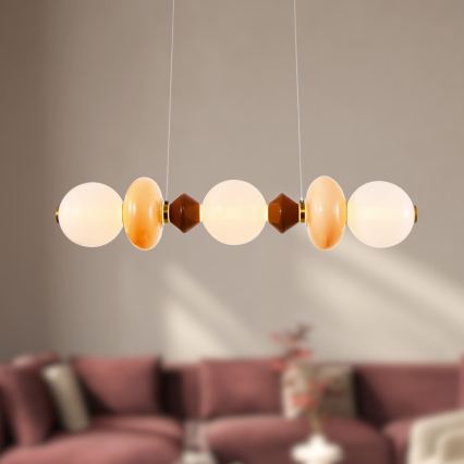 Lampada a sospensione LED su cavo FLORES LED/20W/230V oro/arancione/marrone