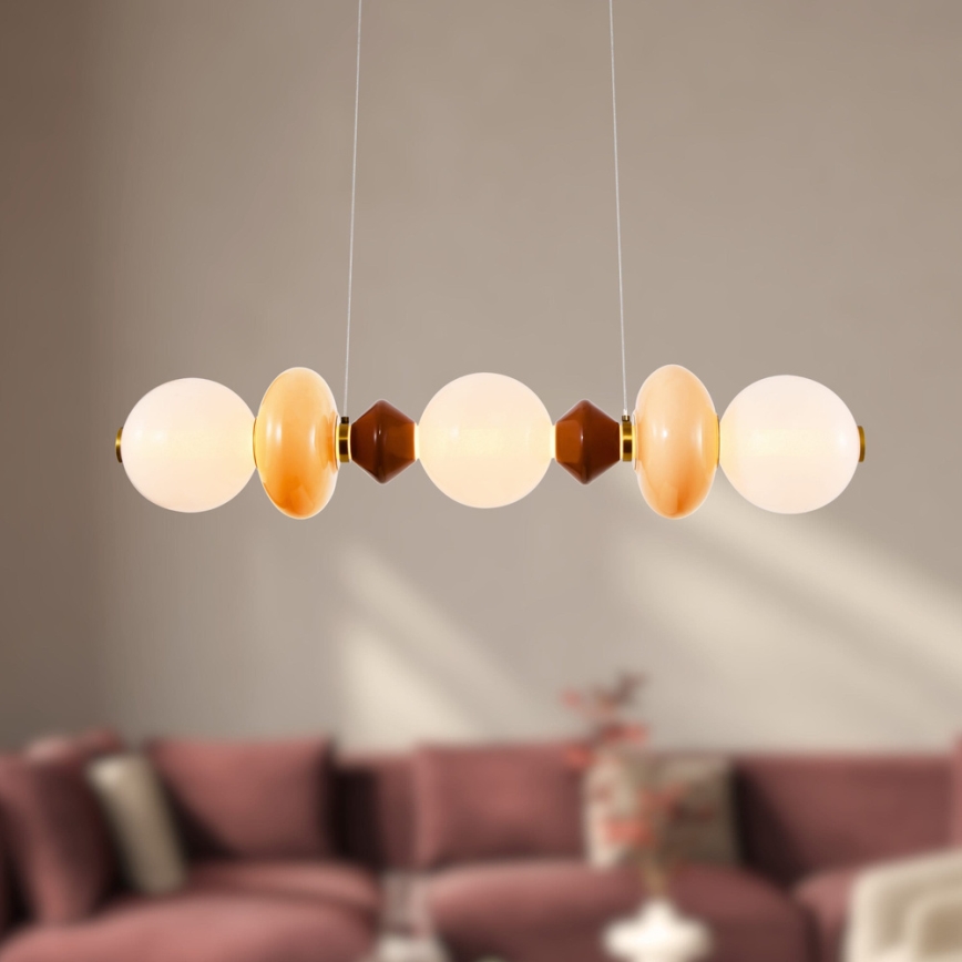 Lampada a sospensione LED su cavo FLORES LED/20W/230V oro/arancione/marrone