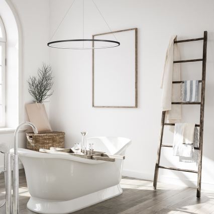 Lampada a sospensione LED su cavo SATURNO LED/57W/230V Ø 100 cm IP44 nero