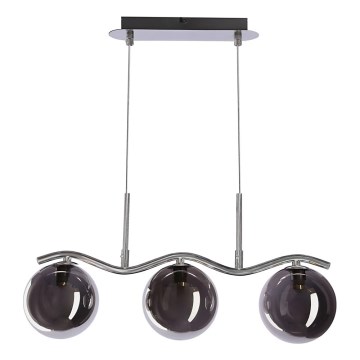 Lampada a sospensione LUMOS 3xG9/20W/230V fumé nera