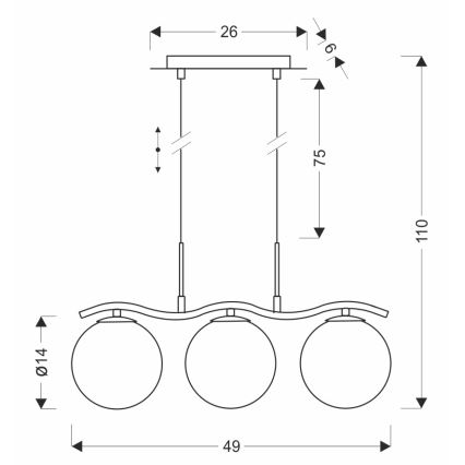 Lampada a sospensione LUMOS 3xG9/20W/230V fumé nera